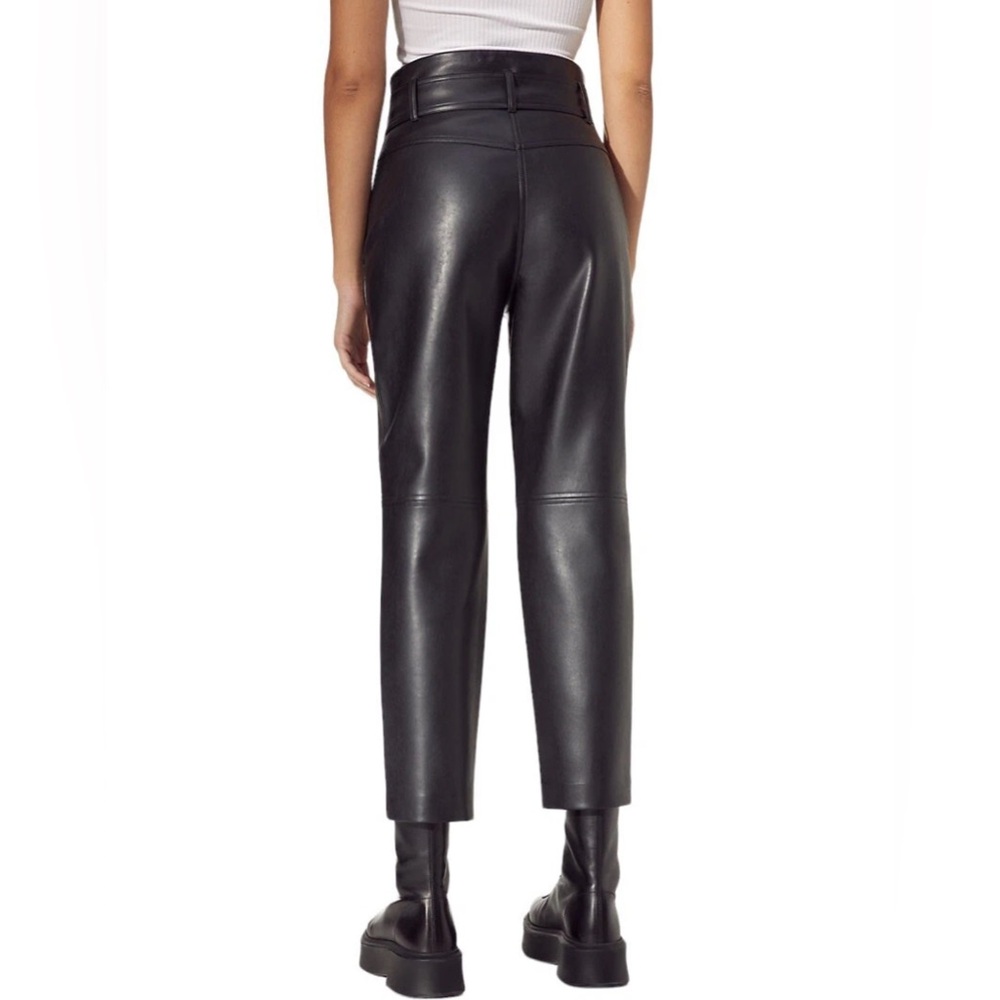 ARITZIA WILDRED Black Faux Leather Tie Pants High Waisted Iconic Trousers size 4 - Picture 2 of 12